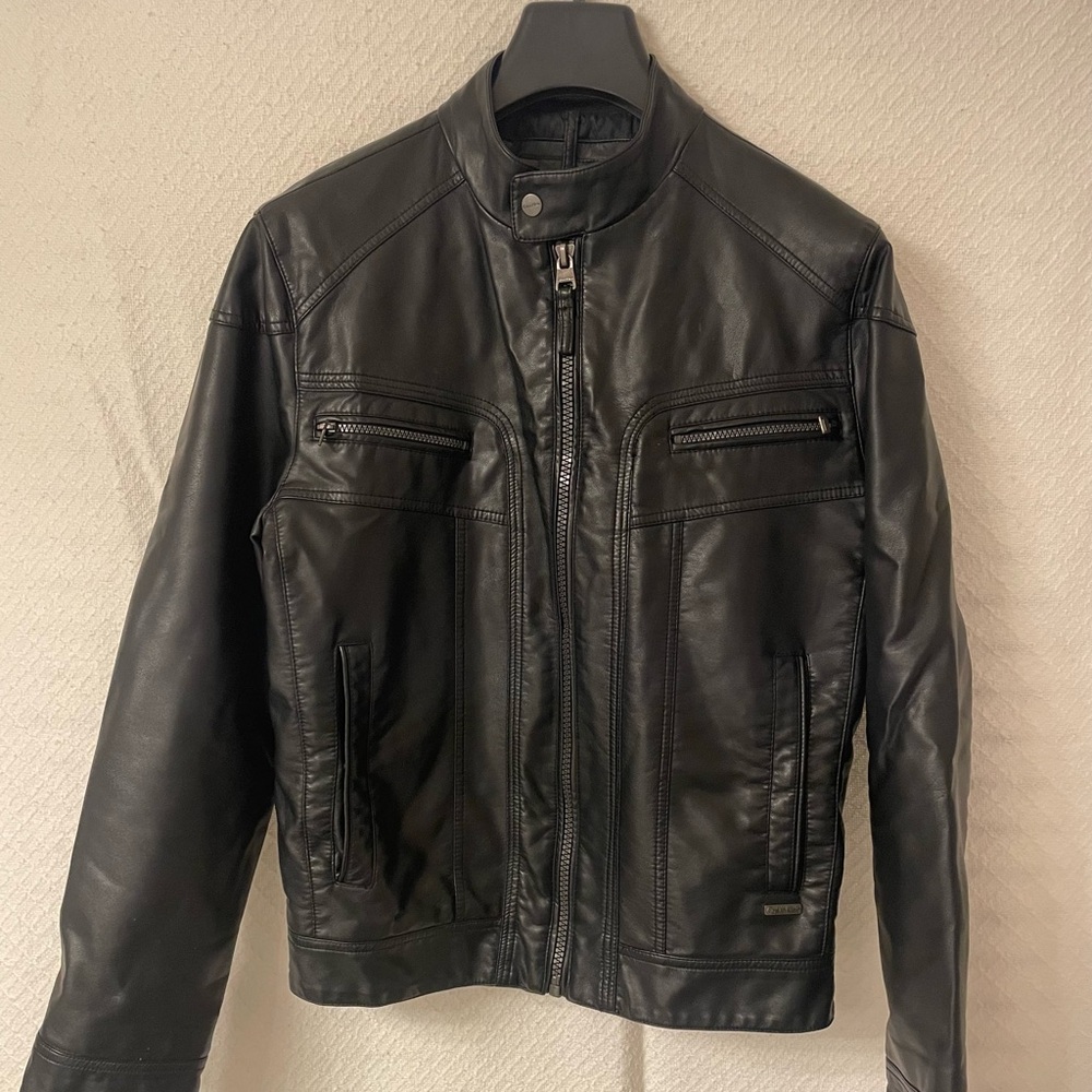 Calvin Klein Faux Leather Biker Jacket Men's Size Small
